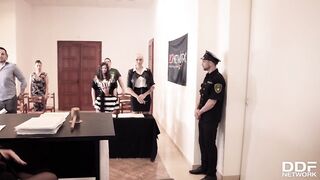 Judge Cathy Heaven Turns her Courtroom into an Action Packed Anal Sex Orgy