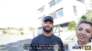 HUNT4K. Hawt girl is showing her bazookas on the street. Hawt sex with Una Fairy