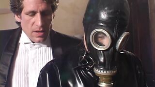 A newly married wife given for two chaps in latex to be used in a kinky double penetration trio screwing