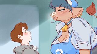 Audio/Animation: Goth Minotaur Barista Bullies Her Favorite Customer