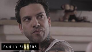 FAMILY SINNERS - Bombshell MILF Gets Her Trimmed Pussy Licked And Pounded By Her Stepson