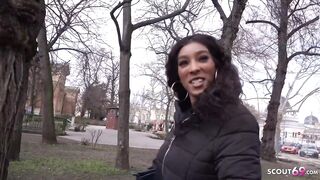 GERMAN SCOUT - EBONY FITNESS TEEN RAE - EYE ROLLING ORGASM SCREW AT REAL STREET CASTING