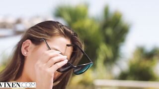 VIXEN Stunning Brunette hair Hair has Fantasy three-some on Vacation