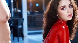 Hot red latex wearing Girl Get Anal hard sex-Virtual Sex-Aipornmix[Generated Ai]