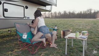 Would you go camping with us? Quick outdoor screw PAWG creampie